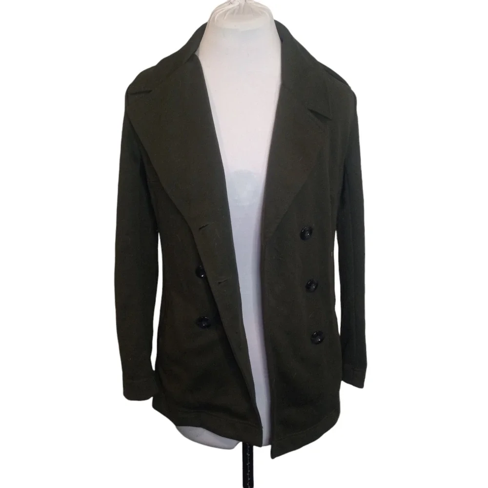 41 Hawthorn Women Green Long Sleeve Notch Lapel Double-Breasted Pea Coat Sz XS - Picture 3 of 7